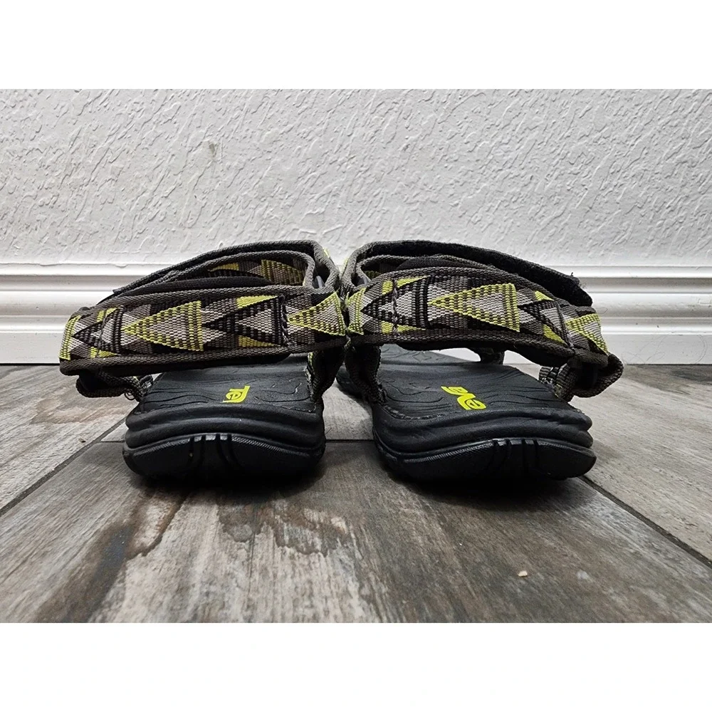 Teva Kids Youth Boys Girls Sz 4 Hurricane Hiking Sport Sandals Green Black Gray